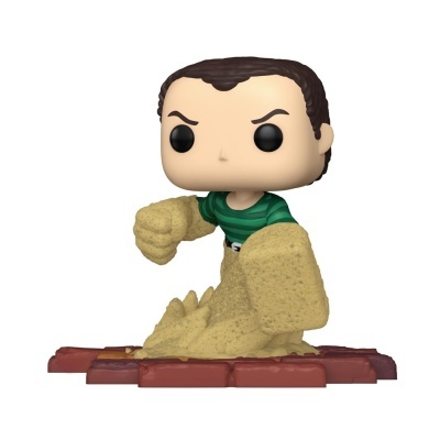 Figura Funko Pop de personagem com punhos grandes bege e camisa verde às riscas