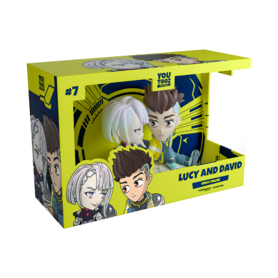 Conjunto de figuras Lucy e David em embalagem amarela e azul