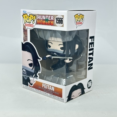 Funko Pop! Feitan da série Hunter Hunter em embalagem branca com janela de plástico transparente.
