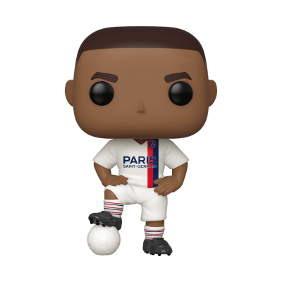 Boneco Funko Pop jogador de futebol com camisola PSG branca e bola
