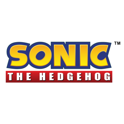 Logótipo do videojogo SONIC THE HEDGEHOG com letras amarelas e fundo vermelho.