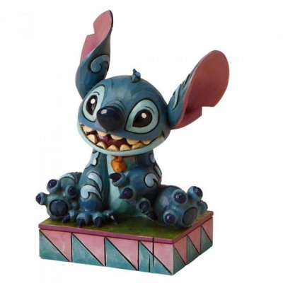 Figura decorativa Stitch cerâmico azul com base geométrica