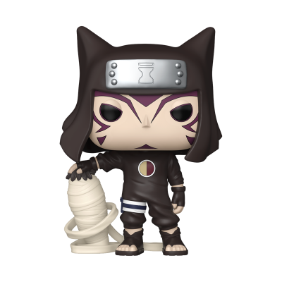 Figura colecionável Funko Pop personagem anime com roupa preta e bandana prateada