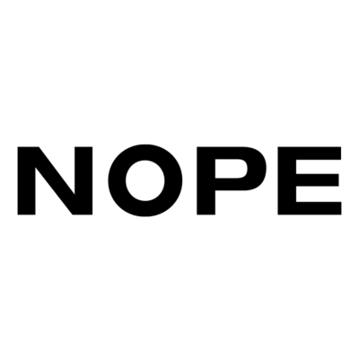 Palavra NOPE em letras pretas sobre fundo branco