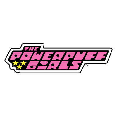Logotipo THE POWERPUFF GIRLS em rosa, preto e amarelo