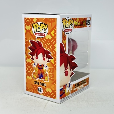 Boneco de vinil SSG Goku Dragon Ball na caixa POP! Animation
