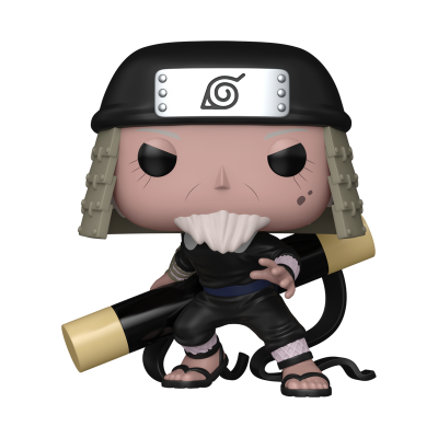 Figura estilo Funko Pop com roupa preta e chapéu com placa metálica