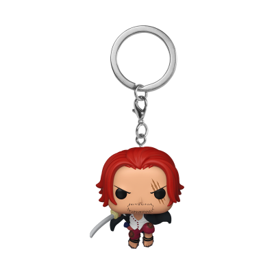 Chaveiro Funko Pop com personagem de cabelo vermelho segurando espada