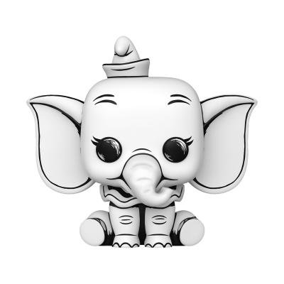 Figura colecionável Funko Pop de elefante branco com olhos grandes e chapéu pequeno