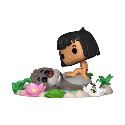 Figura Funko Pop de criança sentada em pedra com animal e flores ao redor