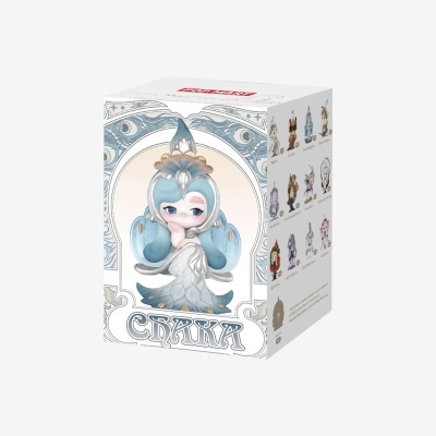 Caixa de figura colecionável com personagem azul e branca chamada CHAKA
