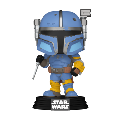 Figura Funko Pop Star Wars com capacete azul e detalhes amarelos segurando microfone