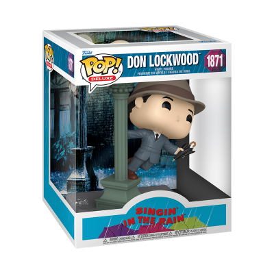 Boneco Funko Pop Deluxe Don Lockwood em caixa com fundo azul escuro