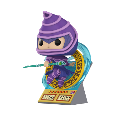 Figure Funko Pop Mago Negro roxo com varinha verde e base amarela com números