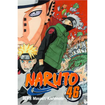 Capa do manga Naruto volume 46 com personagens e título em laranja