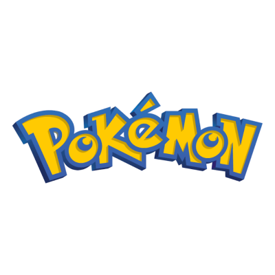 Logo da palavra POKÉMON amarelo com contorno azul