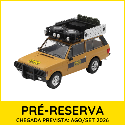 Miniatura de carro Range Rover castanho com acessórios e decalques Camel Trophy81