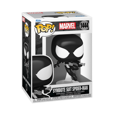 Figura Funko Pop! Homem-Aranha fato simbionte dentro de embalagem