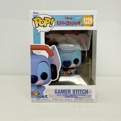 Funko POP! Gamer Stitch em caixa branca e azul