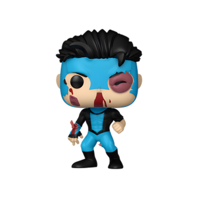 Figura Funko Pop com máscara azul e ferimentos visíveis