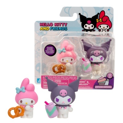 Pacote de figuras vinil My Melody e Kuromi com acessórios na embalagem