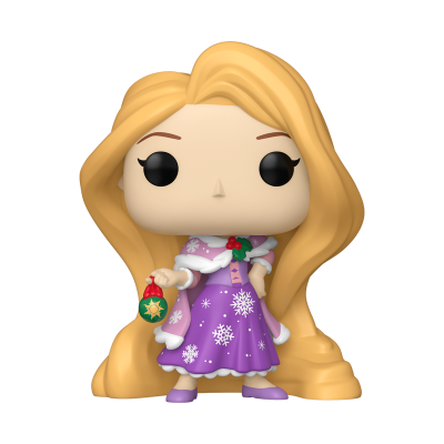 Figura colecionável de vinil com vestido roxo e decoração de Natal