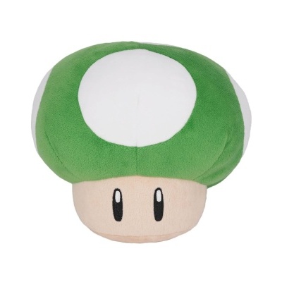 Pelúcia cogumelo verde com olhos bordados