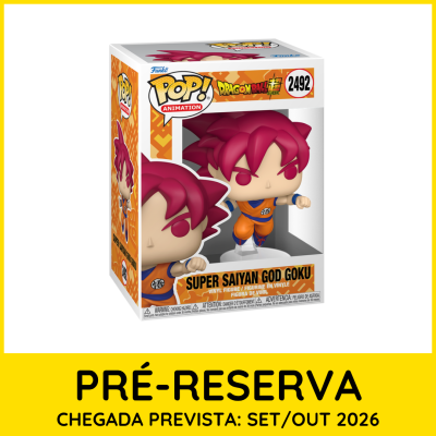 Funko Pop Super Saiyan God Goku da Dragon Ball Super em caixa com anúncio de pré-reserva e data prevista
