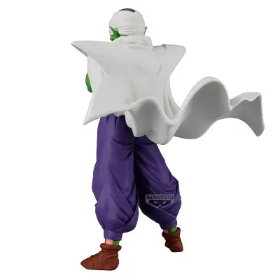 Figura de ação personagem verde com capa branca e calças roxas vista de costas