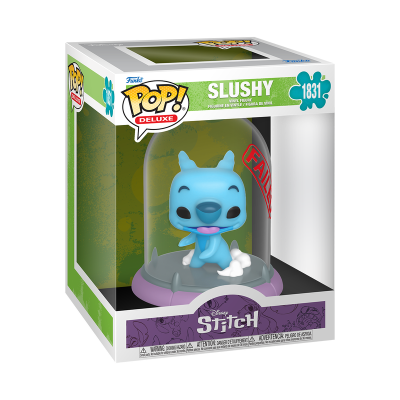 Figura Funko Pop Deluxe Slushy da Disney Stitch em caixa com redoma e selo FAILED