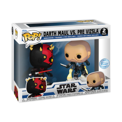 Caixa Funko Pop! com figuras Darth Maul e Pre Vizsla da Star Wars