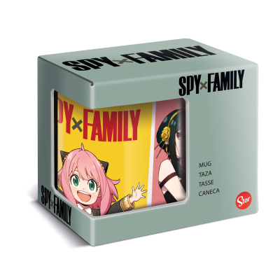 Caneca com design SPY×FAMILY em embalagem cinzenta