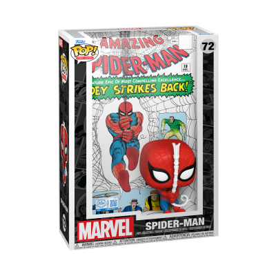 Figura Funko Pop! do Spider-Man em caixa temática de quadrinhos Marvel