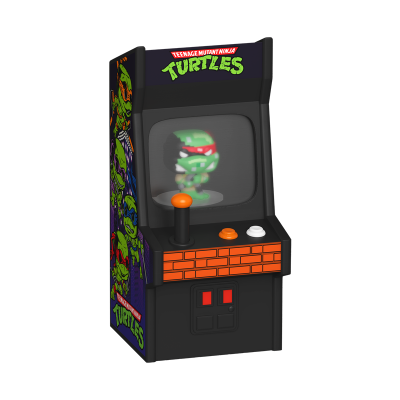 Mini consola arcade Teenage Mutant Ninja Turtles com joystick e botões coloridos