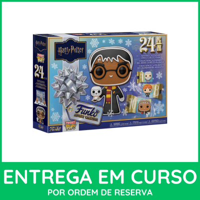 Caixa azul do calendário de advento Funko Pocket Pop! Harry Potter com personagem em vinil e laço prateado