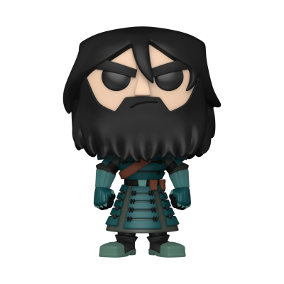 Figura estilizada de personagem com barba e cabelo pretos em traje azul-esverdeado