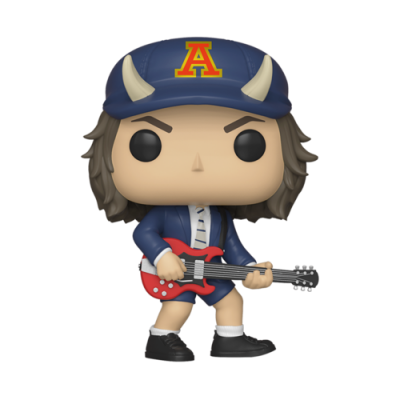 Boneco Funko Pop com guitarra e chapéu azul com chifres