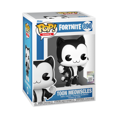 Figura Funko Pop Fortnite Toon Meowscles em caixa azul e branca