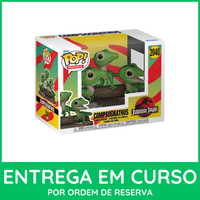 Figura de vinil Funko Pop dinossauros Compsognathus em caixa Jurassic Park