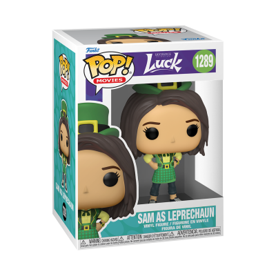 Funko Pop Sam as Leprechaun com caixa colorida e janela