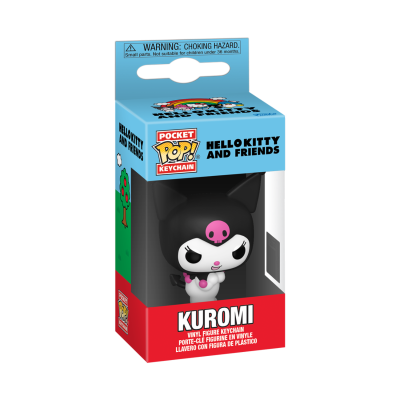 Chaveiro vinil Kuromi da coleção Pocket Pop! Keychain em embalagem colorida