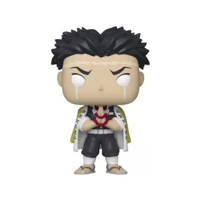 Figura colecionável Funko Pop com capa branca, cabelo preto e lágrimas no rosto