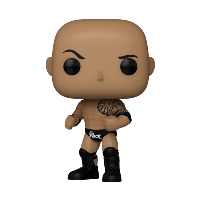 Figura Funko Pop do lutador The Rock com tatuagem e roupas pretas
