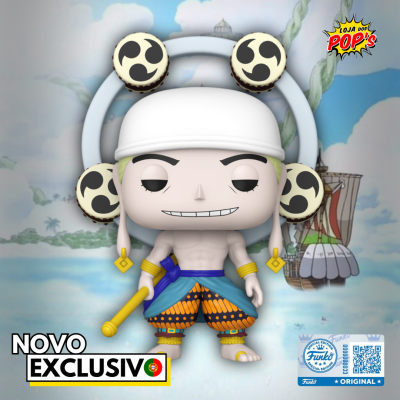 Figura Funko Pop de personagem com turbante branco e calças azuis e laranja
