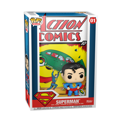 Figura Funko Pop do Superman em caixa de Action Comics n.º 01