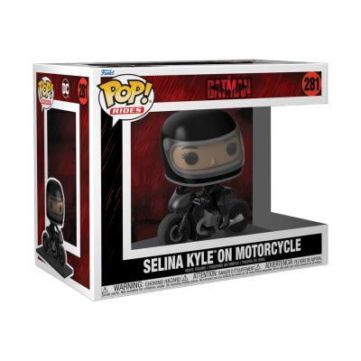 Figura Funko Pop! Rides Selina Kyle em motocicleta na embalagem