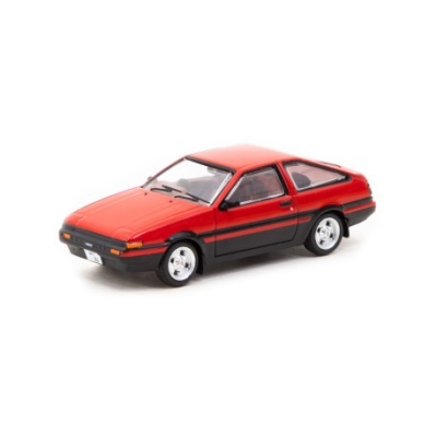 Miniatura de carro desportivo vermelho e preto em fundo branco