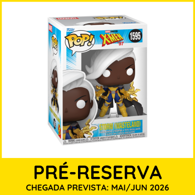 Funko Pop! X-Men 97 figura Storm em caixa com indicação de pré-reserva, chegada prevista maio/junho 2026
