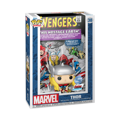 Funko Pop! Thor em caixa com arte de banda desenhada Avengers