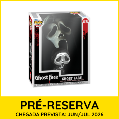 Figura Funko Pop Ghost Face em caixa de vinil preta e branca